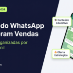 Capa do artigo sobre status do WhatsApp para chamar atenção com smartphone exibindo exemplos de conteúdo educativo, prova social e oferta estratégica
