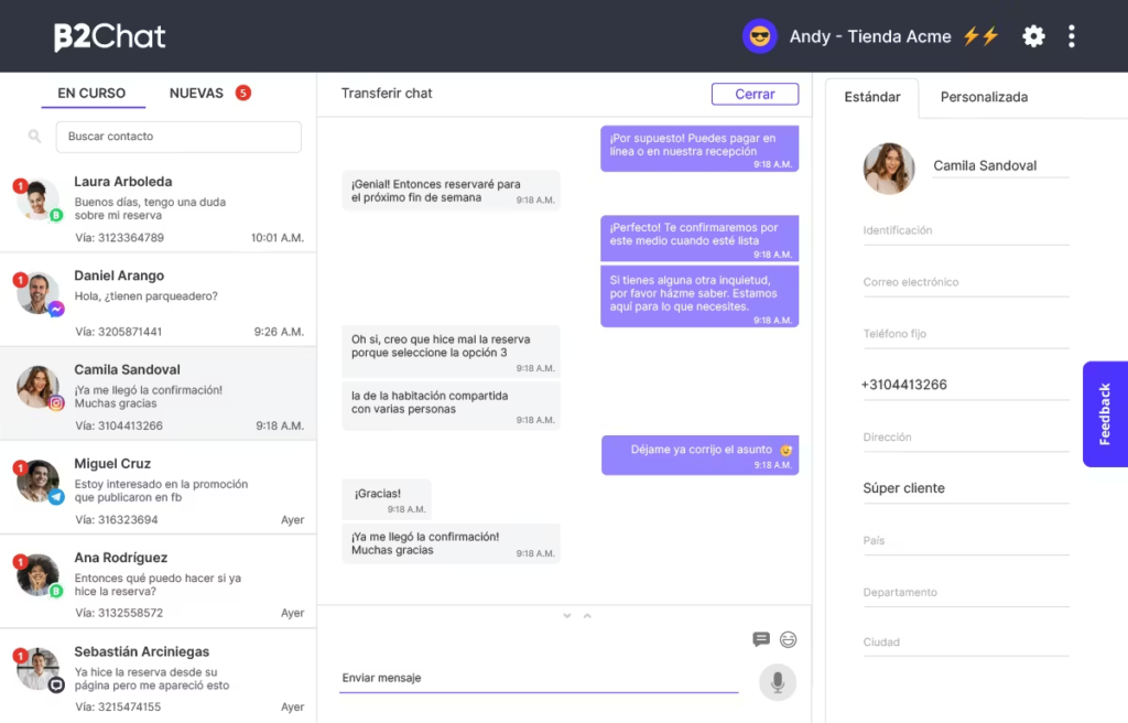 Interface do B2Chat CRM mostrando funil de vendas em formato Kanban